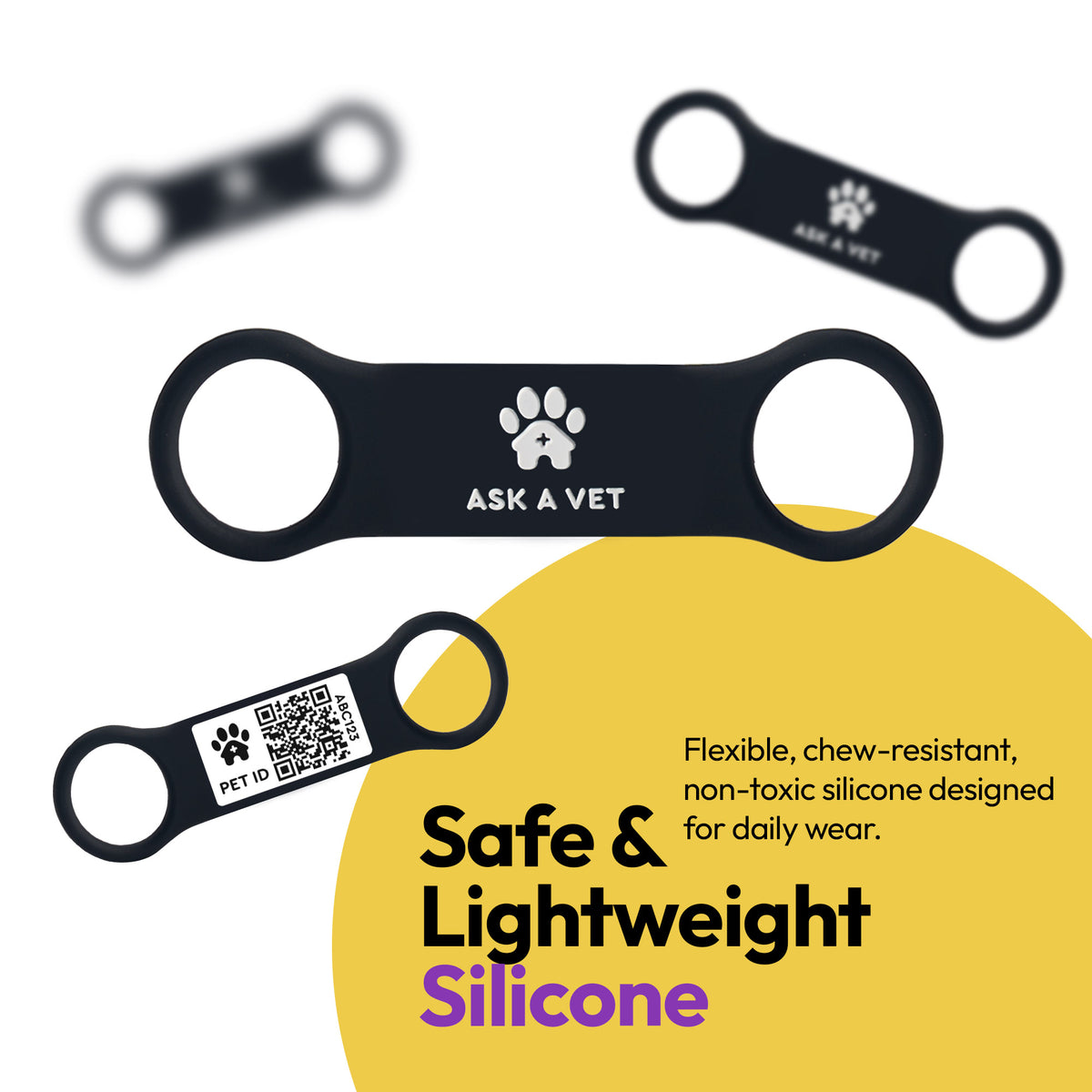 Slide-On Smart Pet ID Tag – NFC & QR Code Silicone – Vet Created